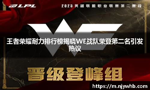 王者荣耀耐力排行榜揭晓WE战队荣登第二名引发热议